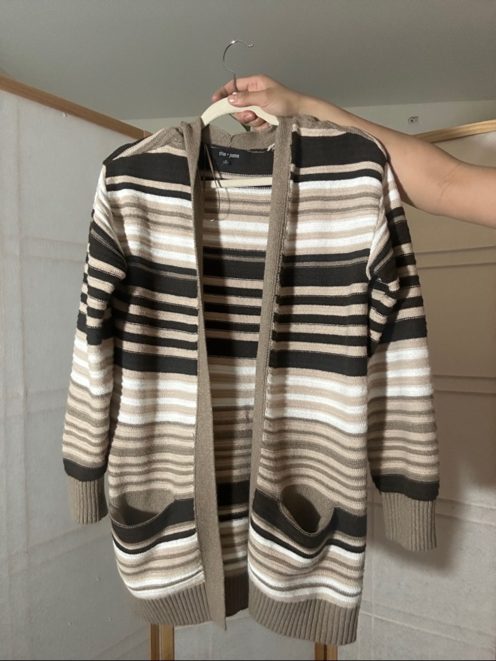 Neutral Striped Cardigan - Picture 2 of 3